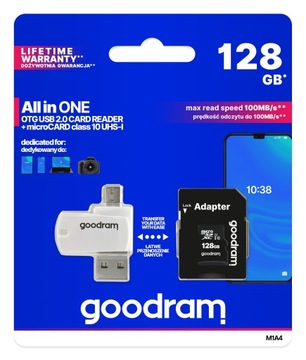 Карта памяти GOODRAM 128ГБ класс 10 + ридер + адаптер