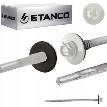 Wkręty do płyty warstwowej 130 mm RAL 9010 100 szt. do metalu Etanco GTR12