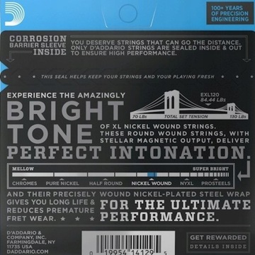 Струны D'Addario EXL120 для электрогитары.
