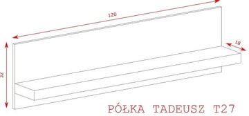 TADEUSZ T27 подвесная полка - ДУБ ЛЕФКАС