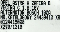 Генератор bosch 100a 24439410xr 0124415008 opel Недорого, фото thumb