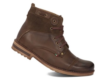 BUTY MĘSKIE SZTYBLETY OCIEPLANE SKÓRA 812 BRĄZ 41