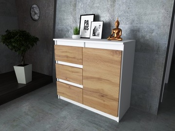 Комод AGA, шкаф 80 см, 3 ящика, современный, просторный, телевизор, система WHITE MAT