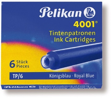 Naboje do Pióra Wiecznego Krótkie Wkłady NIEBIESKIE 6 SZTUK Pelikan x5 opak