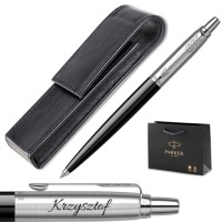 Ручка шариковая Parker Jotter, черная, ЧЕХОЛ С ГРАВИРОВКОЙ, ЧЕХОЛ ДЛЯ КАРАНДАШЕЙ для школьника в подарок