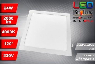 Lampa panel led podtynkowy 24W 295x295mm 4000K