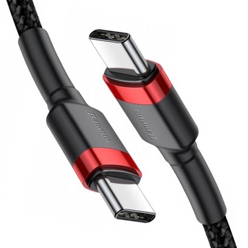 Кабель USB-C — USB-C PD Baseus Cafule PD 2.0 QC 3.0 60 Вт, 2 м (черный и красный)