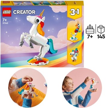 LEGO 31140 3W1 JEDNOROŻEC MAGICZNY DLA DZIEWCZYNKI ZABAWKA NA PREZENT 24H