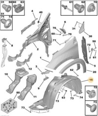 фото thumb №1, Подкрылок передние prawepeugeot 2008 оригинальный номер 9678811280