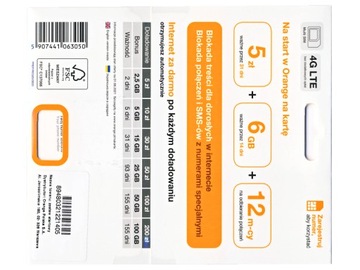 ORANGE Бесплатный детский стартовый пакет 5 злотых + 6 ГБ