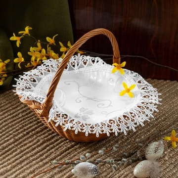 Serwetka BIAŁA DO KOSZYCZKA WIELKANOCNEGO święconka 30 cm koronkowa