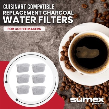 Набор из 6 фильтров для воды для кофемашин Cuisinart, прост в использовании.