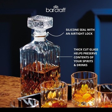 Графин для виски BarCraft 900мл с 4 стаканами