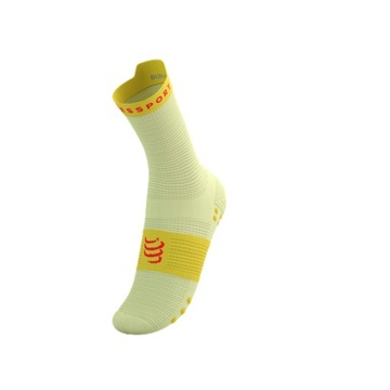 COMPRESSPORT Skarpetki do biegania wysokie V4 RUN HIGH yellow/fluo red T2