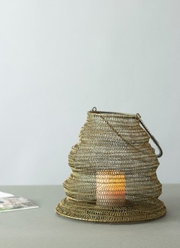 LAMPION STYL LOFT metalowy złoty wys. 23cm