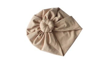 Czapka turban wiosna/jesień supełek beż DAMSKI