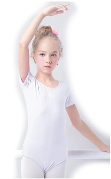 Rozpinane Body Gimnastyczne Balet Taniec Białe 134/140