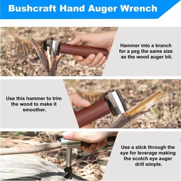 Сверло по дереву, деревянный дюбель и дырокол Bushcraft для коричневого цвета