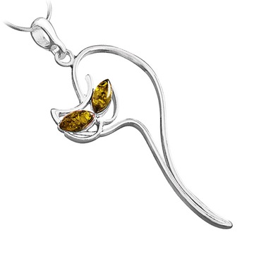 Подвеска CAT KITTEN, серебряный кулон с зеленым ЯНТАРЕМ, серебро AG925