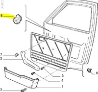 Кліпса кронштейн обшивка двері fiat uno оригінальний номер 7766267 Зі Шроту, фото thumb