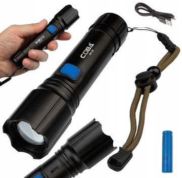COBA XHP50 ВОЕННЫЙ ПОХОДНЫЙ ФОНАРЬ 18650 АККУМУЛЯТОРНЫЙ ТАКТИЧЕСКИЙ ЗАЖИМ