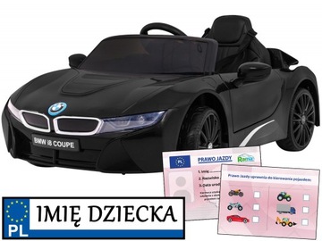 autko na akumulator BMW I8 Lift pilot dla rodzica PRAWO JAZDY tablica