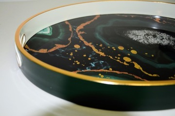 Элегантный стеклянный поднос имитация камня 40x32x4cm