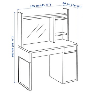 Письменный рабочий набор МИККЕ 105х50 см белый IKEA