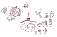 фото thumb №8, Mercedes-benz s w220 правый фара наружный верхний прокладка новый orygi