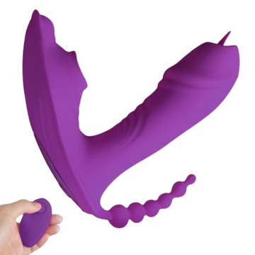 Клиторальный массажер Anlin G-spot, вибратор-присоска 3-в-1, фиолетовый