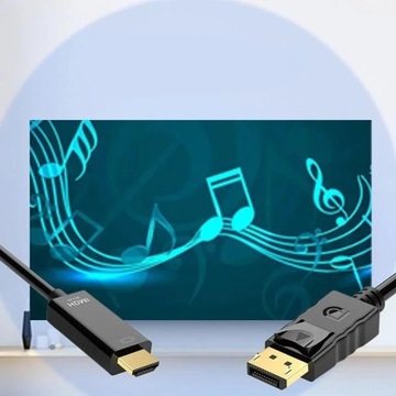 KABEL PRZEWÓD ADAPTER DISPLAYPORT 1.2 DO HDMI 4K UHD WIREWAY WW342118 1.8m