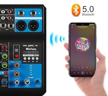 Звуковая плата мини-диджейского аудиомикшера, 5 каналов, 48 В, с Bluetooth