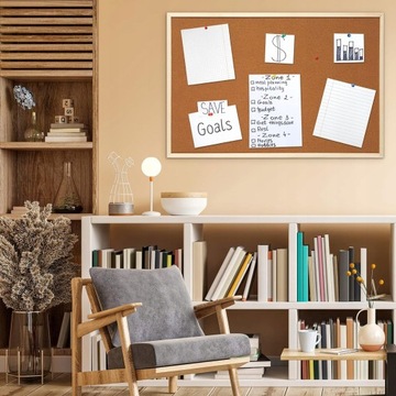 TABLICA KORKOWA DREWNIANA RAMA PION POZIOM 60X90 + MOCOWANIE