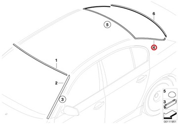 OE BMW 3 E90 ПРОКЛАДКА ВЕРХНЕГО ЗАДНЕГО СТЕКЛА