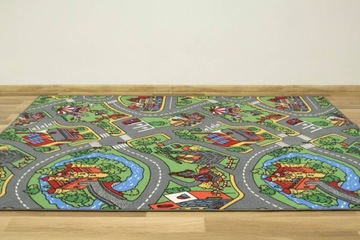 DYWAN DLA DZIECKA MIASTO DROGA ULICZKI ULICE PLAC BUDOWY O-RALLY 100x150 cm