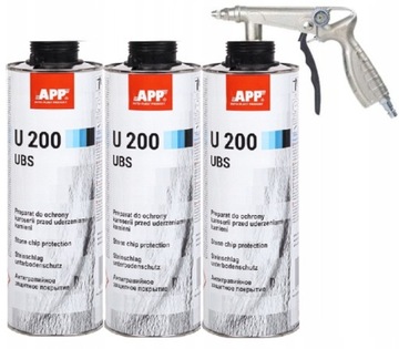 3 X Preparat do ochrony karoserii APP U200 1L CZARNY + PISTOLET BARANEK