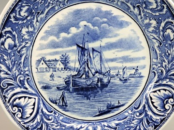 Patera talerz obraz łódź żaglówka statek Delft