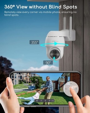 Kamera Zewnętrzna WiFi 2K OBROTOWA ZOOM Akumulator