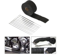 Бандаж термічний чорний стрічка колектор вихлоп гасник 10m + 5 хомут Зі Шроту, фото thumb