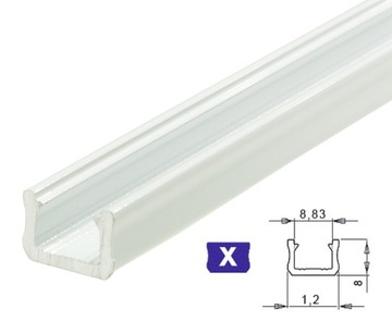 Profil aluminiowy do taśm LED LUMINES typ X Biały 2m