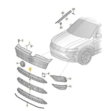 фото thumb №13, Vw tiguan ii решётка решётка бампера перед 5na853677