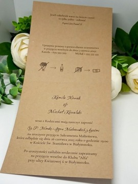 ZS12 *3 E Zaproszenie ślubne z drewnianymi sercami pełna personalizacja Ślu