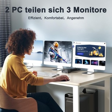 KVM-переключатель 2 ПК 3 монитора 8K 60 Гц 4K 144 Гц R461