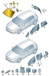 фото thumb №2, Стекло лобовое слоистая volkswagen golf vii оригинальный номер
