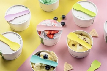 Разноцветные ложки для мороженого Бумажные ложки Vegware, прочные, длина 9 см, 50 шт.