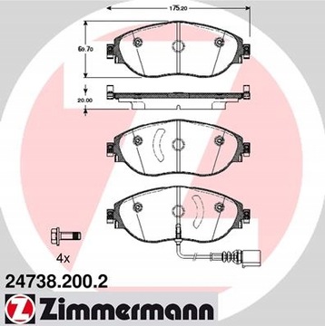 ZIMMERMANN Колодки Передние диски SEAT LEON 5F 340мм