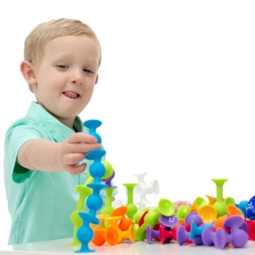 Przyssawki Fat Brain Toy Squigz Klocki 22 szt START Gra Silikon EDU