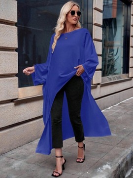 СИНЯЯ АСИММЕТРИЧНАЯ ГЛАДКАЯ ТУНИКА КИМОНО ПОЧО SHEIN 40/42