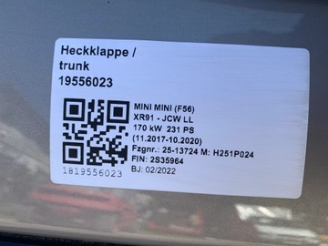 фото thumb №16, Комплектный зад крышка бампер лампы балка mini cooper f56 jcw lci b47 rooftop