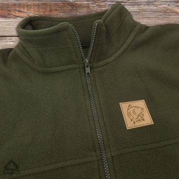 Maskująca bluza polarowa dla Wędkarza na ryby kolor khaki naszywka KARP XXL